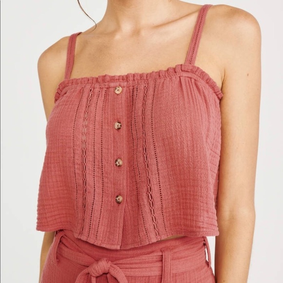 Abercrombie  button front cami crop top - Picture 2 of 7